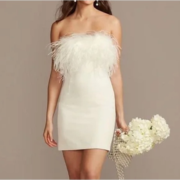 David’s Bridal short feather dress - Picture 2 of 6